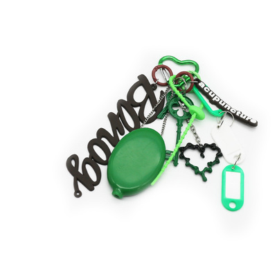 Green Lucky Straw Vintage Key Creative Alphabet Toys Pendant Pearl Chain String Bag Pendant Charm Si