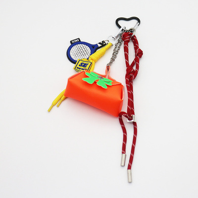 Spot new miu department handmade small orange bag tennis racket pendant accessories car keychain