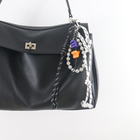 Creative letters pearl chain string handbag charm charm silicone tag keychain