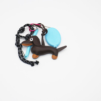 Dachshund toys blue spring pearl chain string bag charm charm silicone tag keychain