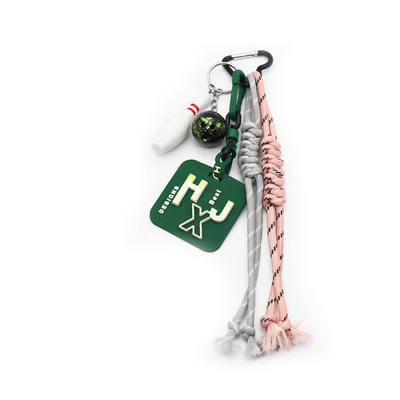 Ins blogger with the same niche miu system bowling ball car keychain bag charm handmade couple braid
