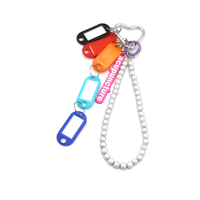 Nameplate key pendant toy pearl chain string bag charm charm silicone tag keychain