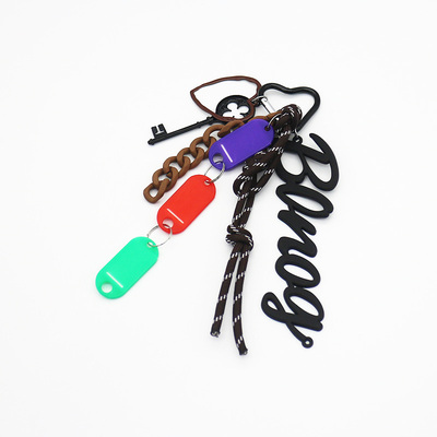 Three Color Nameplate Black Lucky Straw Key Toys Creative Letters Pearl Brown Chain String Pendant C