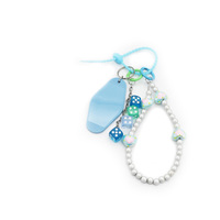 Dice doll pendant blue nameplate pearl chain string bag charm charm silicone tag keychain