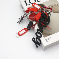 Red Eiffel Tower Creative Alphabet Starfish Toys Pendant Pearl Chain Strings Bags Pendant Charms Sil