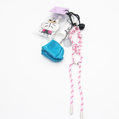 Spot new miu department hand badminton racket small blue bag pendant accessories car keychain