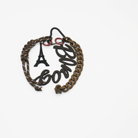 Eiffel Tower Creative Letters Pearls Chain Strips Strings Bags Pendants Charms Silicone Tag Keychain