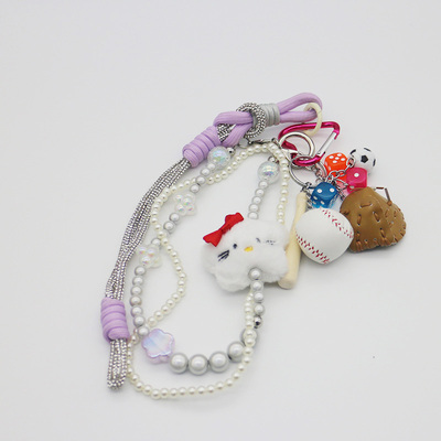 Spot new miu department hand baseball dice bag charm accessories car keychain