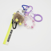 Ins blogger with the same niche miu hairball colorful chain car keychain bag charm handmade couple w