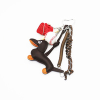 Dachshund doll baseball softball toys pearl chain string bag pendant charm silicone tag keychain