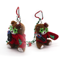 Drinks red scarf bear pendant bag charm plush doll doll couple keychain creative gift