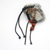 Brown gemstone bead pendant charm toy pearl chain string bag charm charm silicone tag keychain