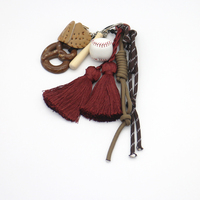 Red Tassel Baseball Bread Doll Key Charm Toys Pearl Chain String Bag Pendant Charm Silicone Tag Keyc