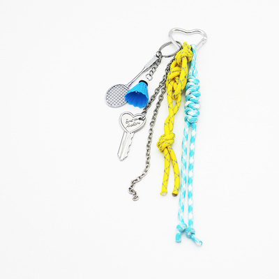 Spot can DIY niche miu system creative blue badminton love key keychain bag pendant accessories
