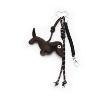 Dachshund black spring pendant toy pearl chain string bag charm charm silicone tag keychain