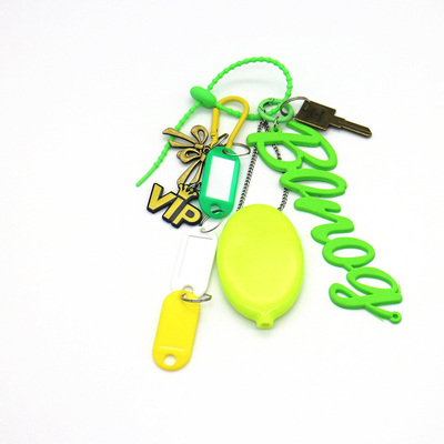 VIP bow lemon slice toy pendant pearl chain string bag charm pendant silicone tag keychain