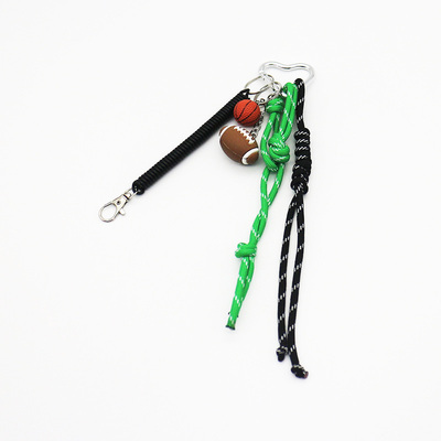 Rugby Basketball Toys Black Spring Pearls Chain String Bags Pendant Charms Silicone Tag Keychain