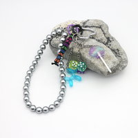 Dice key pendant toy pearl chain string bag charm charm silicone tag keychain