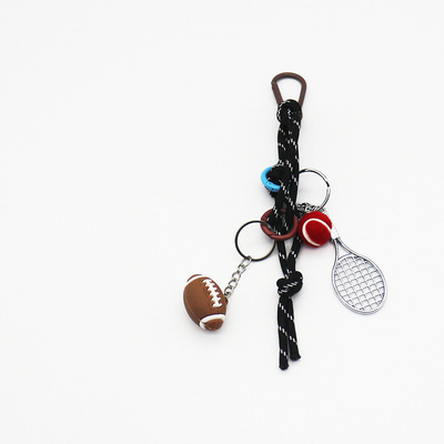 Spot can DIY niche miu system creative tennis rugby key chain bag pendant accessories