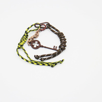 Brown Lucky Straw Vintage Key Pearls Iron Chain Strips Strings Bags Pendant Charms Silicone Tag Keyc