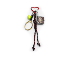 Bible Gold Tennis Racket Toys Pearls Chain String Bags Pendant Charms Silicone Tag Keychain