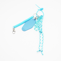 Blue spring blue nameplate pearl chain string bag pendant charm silicone tag keychain