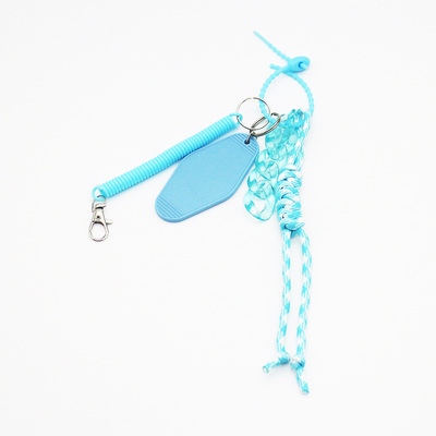 Blue spring blue nameplate pearl chain string bag pendant charm silicone tag keychain