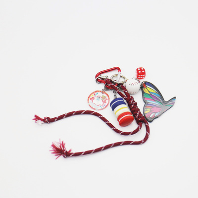 Spot can DIY handmade creative making red dice baseball chain car keychain bag charm accessories