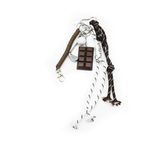 Chocolate golf ball spring toy pendant pearl chain string bag charm pendant silicone tag keychain