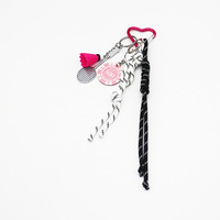 Pink Badminton Pink Chip Pearls Chain Strings Bags Pendant Charms Silicone Tag Keychain