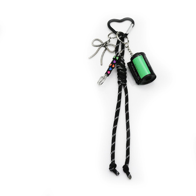 Green tape bow black lanyard pendant toy pearl chain string bag charm pendant silicone tag keychain