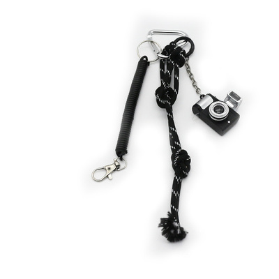 Camera Toys Black Spring Pearls Iron Chain Strips String Bags Pendant Charms Silicone Tag Keychain