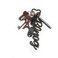 Brown Eiffel Tower Key Chain Creative Letters Love Square String Pearl Chain Strings Bags Pendant Ch