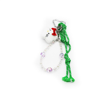 Cute little white cat doll pendant toy green rope pearl chain string handbag bag pendant charm silic