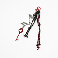 Red Lucky Straw Vintage Key Pearls Iron Chain Strips Strings Bags Pendant Charms Silicone Tag Keycha