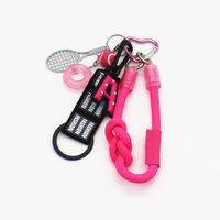 ins blogger the same niche miu tennis racket pink A car keychain bag charm handmade couple braided l