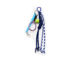 Pink tennis racket toy pendant blue spring pearl chain string bag charm charm silicone tag keychain