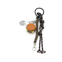 Burger badminton racket doll key pendant toy pearl chain string bag pendant charm silicone tag keych