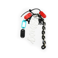 Nameplate Black Chain Pendant Toys Creative Alphabet Pearl Chain String Bag Pendant Charm Silicone T
