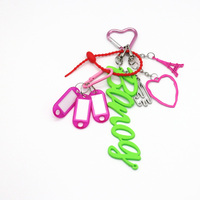 Love Pendant Pink Tower Pendant Toys Creative Alphabet Pearls Chain Strings Bags Pendant Charms Sili