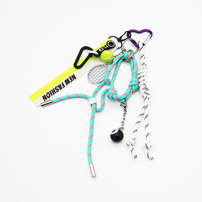 Spot new miu department handmade tennis racket black eight billiards pendant accessories car keychai