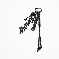 Black Lucky Straw Key Toy Black Creative Letters Pearl Brown Chain String Bag Pendant Charm Silicone