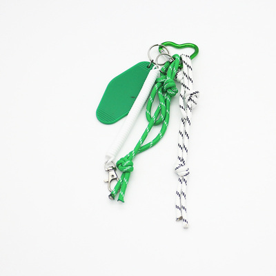 Spot can DIY niche miu system creative green nameplate white spring key chain bag pendant accessorie