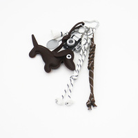 Dachshund Badminton Racket Camera Pearls Chain String Bags Pendant Charm Silicone Tag Keychain