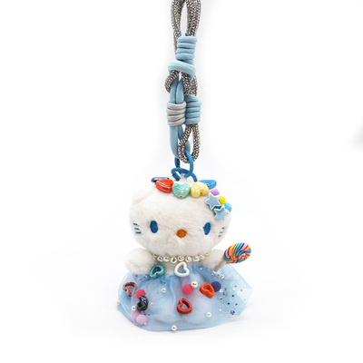 Cute kitten pendant princess dress kitten cartoon plush doll bag charm keychain
