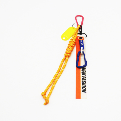 Spot can DIY niche miu system creative yellow label orange lanyard string chain bag pendant accessor