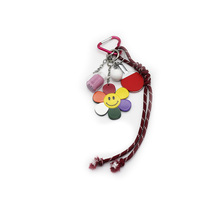 Ins blogger the same niche miu ping pong ball colorful flower car keychain bag charm handmade couple
