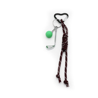 Golf clubs brown rope pendant toy pearl chain string bag charm charm silicone tag keychain
