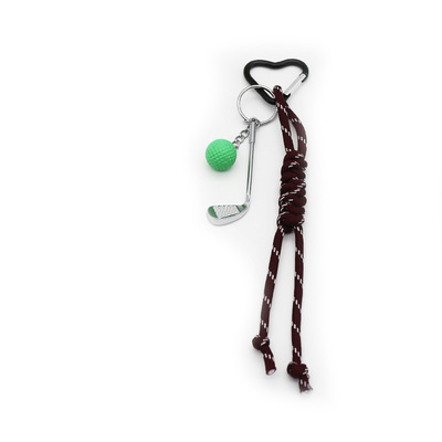 Golf clubs brown rope pendant toy pearl chain string bag charm charm silicone tag keychain