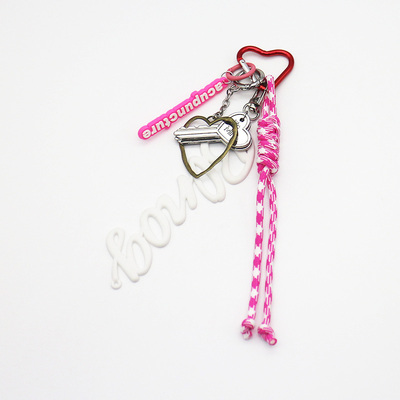 Large love heart pendant love key toy creative letters pearl chain string bag pendant charm silicone